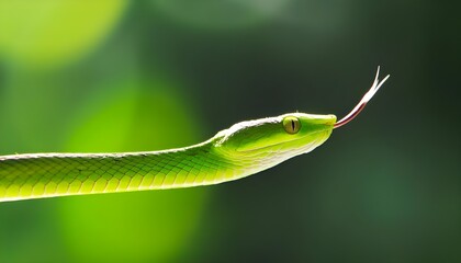 the green snake in the nature with dramatic tone, ai generate