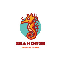 Vector Logo Illustration Seahorse Simple Mascot Style