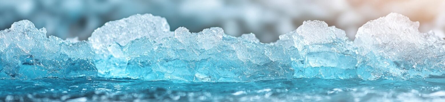 Frozen ice crystals in winter landscape