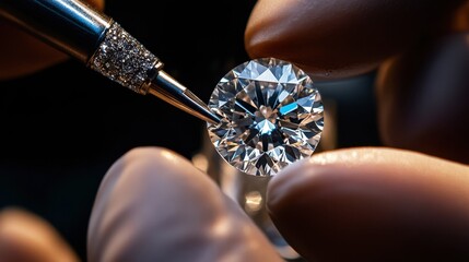 A diamond being carefully cleaned and polished by a professional jeweler, showcasing the meticulous process.