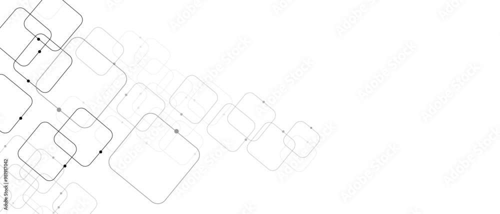 Poster Vector background abstract technology communication data Science. White graphic background dots with connections technologies and sharing data as abstract concept.