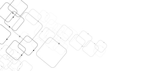 Vector background abstract technology communication data Science. White graphic background dots with connections technologies and sharing data as abstract concept.