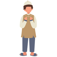 Eid Al Adha Celebration Character Isolated on White Background. Vector Cartoon Graphic