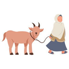 Eid Al Adha Celebration Character Isolated on White Background. Vector Cartoon Graphic