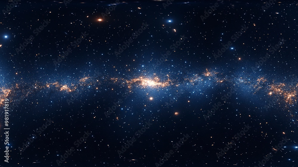 Wall mural 360 degree equirectangular projection of a wide cosmos featuring shining stars starry space backdrop