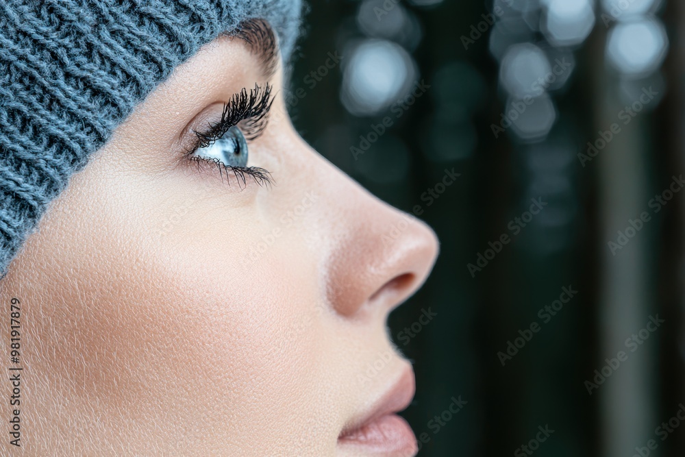 Poster close-up shot of a person's face with long eyelashes