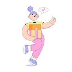 Woman is happy to receive order