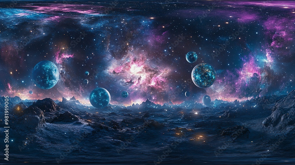 Aufkleber 360 degree space nebula panorama with equirectangular projection environment map and hdri spherical 