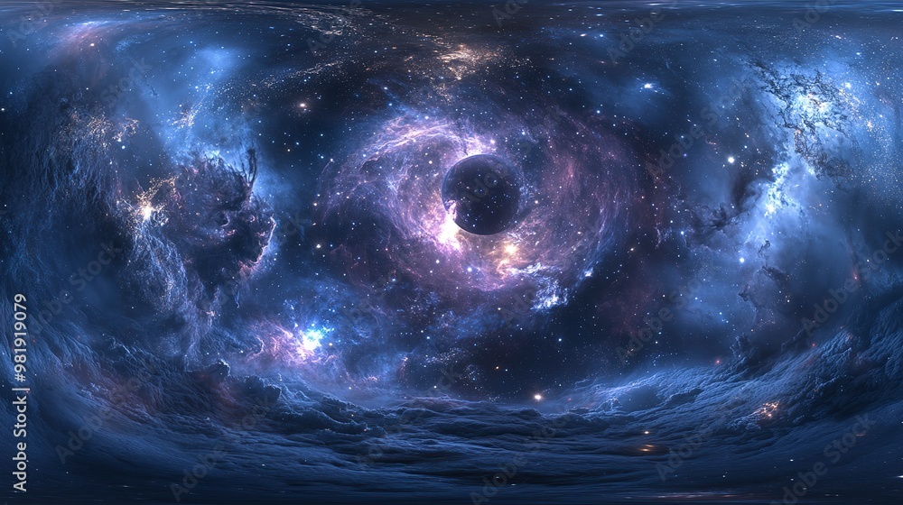 Poster 360 degree space nebula panorama with equirectangular projection environment map and hdri spherical 