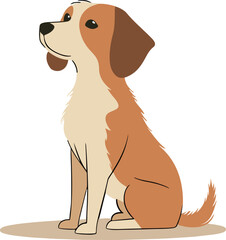 Sitting Brown and White Dog