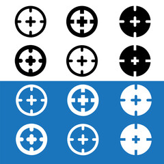 Crosshair icon. Set icons in color circle buttons use for website.
