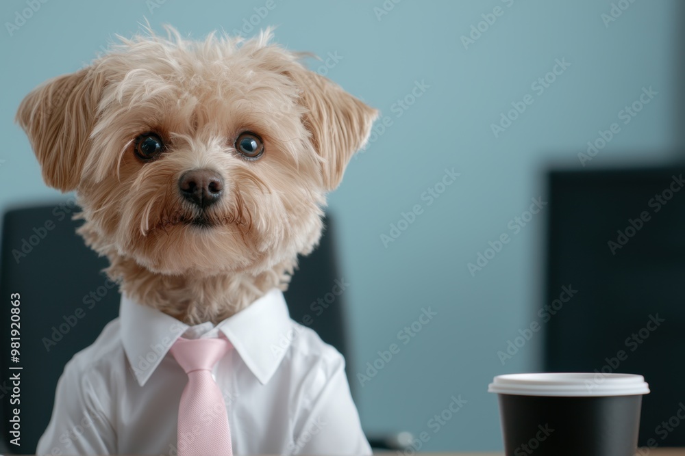 Sticker Adorable dog in a business suit