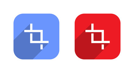Crop icon on square background. Cropping concept