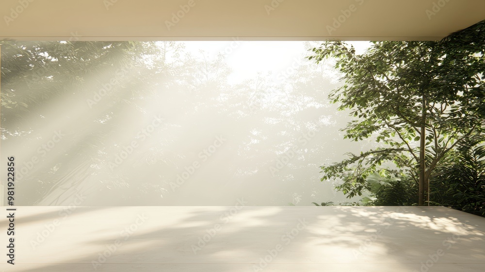 Poster minimalistic 3d rendering with blank open space on clean background
