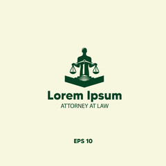 Vector art of lawyer logo with scales of justice and abstract human figure