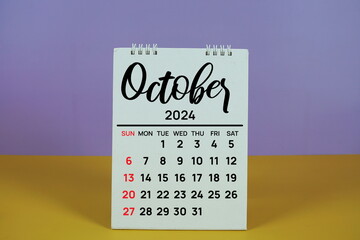 October 2024 annual monthly desk calendar for planning and management
