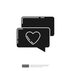Fototapeta premium Purple Line Icon of a Chat Bubble With Heart for Social Media, Website, Mobile App