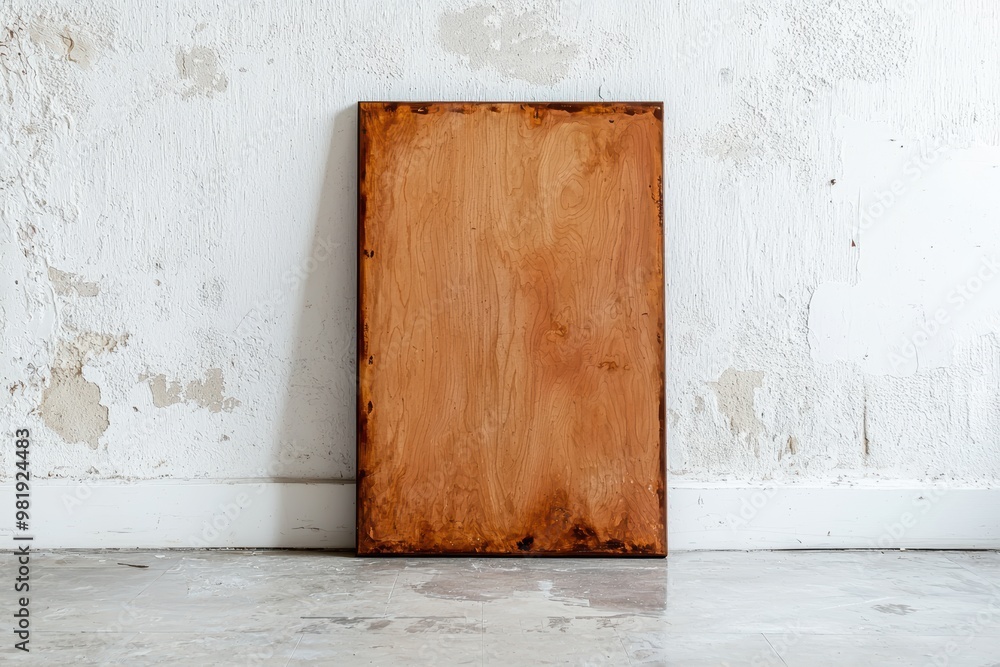 Poster Rustic wooden panel on white wall