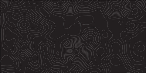 Abstract white on black background Topographic line map pattern. Contour elevation topographic and textured Background Modern design with black background with topographic wavy patted.	
