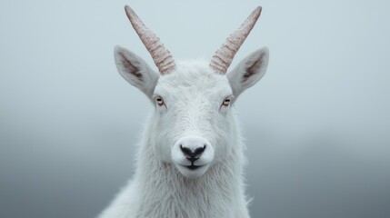 close-up portrait of a white goat