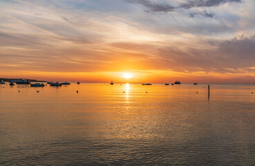 Beautiful red and orange sunrise over the sea.