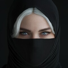 Fototapeta premium Mysterious woman with piercing blue eyes