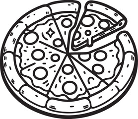 pizza line art icon silhouette design vector art illustration.