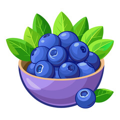 Delicious ripe blueberries with vibrant green leaves on a white background. Great for showcasing fresh, juicy fruit with antioxidants and organic qualities.
