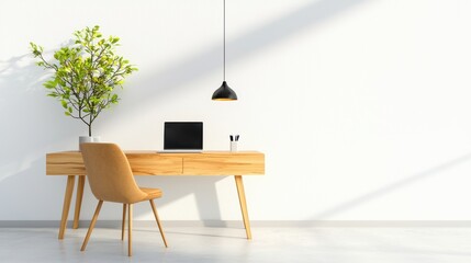 Fototapeta premium Minimalist Home Office Interior Design
