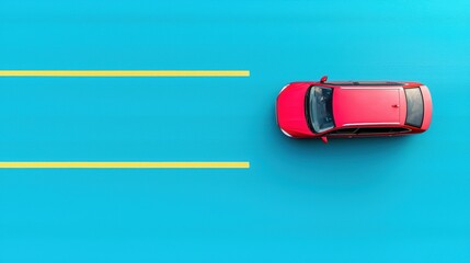 Red Car on Blue Road