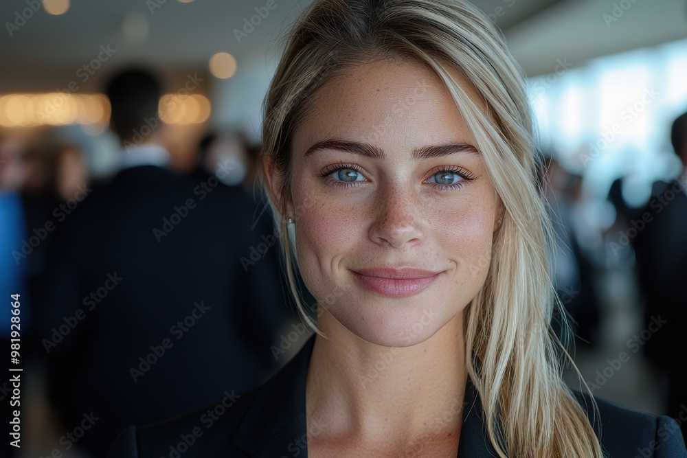 Wall mural Confident business woman with blonde hair and blue eyes