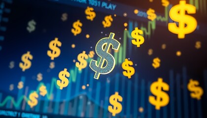 Dollars symbols falling down