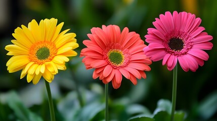 Red and yellow gerber daisies burst into bloom, a vibrant summer floral display