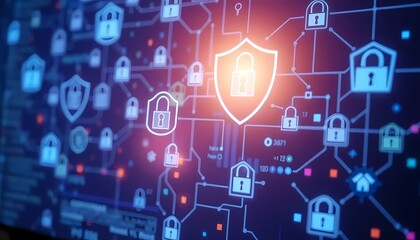 Digital code background on screen