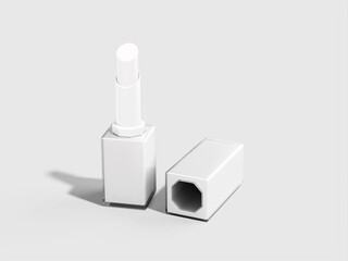 3D Blank White Cosmetic Lipstick Mockup Render