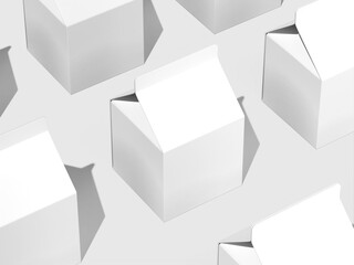 3D White Empty Carton Box Milk Packaging Mockup