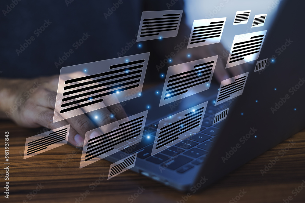 Poster businessmen rely on ai technology to digitize and organize documents securely ensuring easy access a