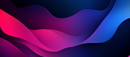 Abstract background featuring blue and purple gradient shapes with smooth curves and large flat forms on a dark blue backdrop. A minimalist vector illustration with light pink and red gradients