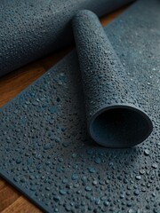 Textured blue yoga mat with raised dot pattern.
