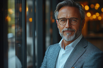 Fototapeta premium Confident man in glasses looking at the camera.
