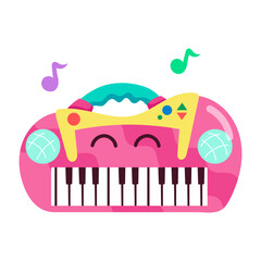 Comic style sticker of piano music 