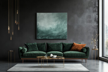 Elegant Opulence Deep Green Velvet Sofa as a Focal Point in Luxury Interior