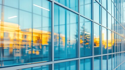 Abstract Glass Facade with Reflections of Cityscape