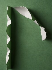 Torn green paper revealing white space for text.