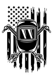 US Welding Mask Torch | US Flag | Welding Helmet | Welder Dad | Protective Gear | Welding Equipment | Workshop | US Skilled Worker | Original Illustration | Vector and Clipart | Cutfile and Stencil