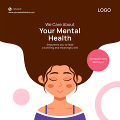 Mental Health Day Social Media Illustration Flat Cartoon Hand Drawn Templates Background