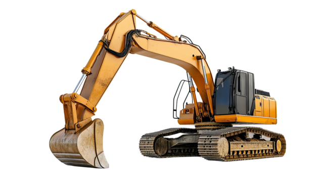excavator on a white transparent background