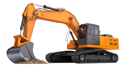 excavator on a white transparent background