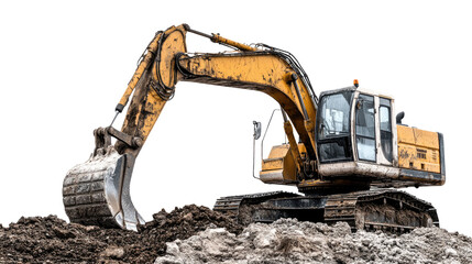 excavator on a white transparent background