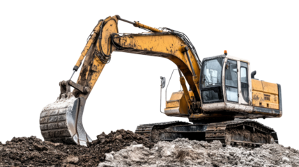excavator on a white transparent background